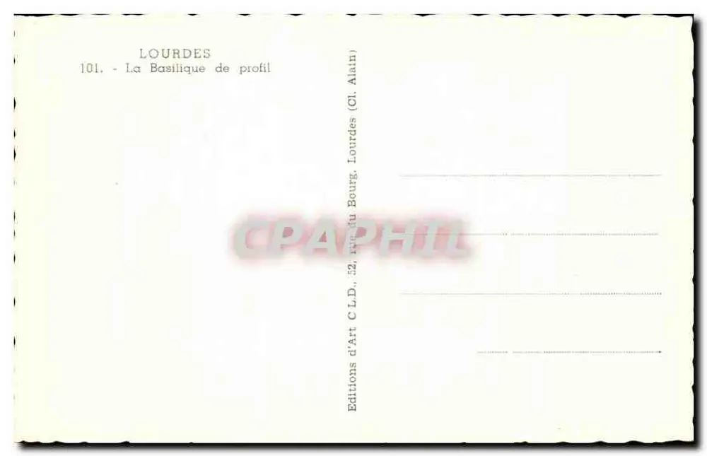 Lourdes — A Basílica em perfil — Edições de Arte C.L.D., Lourdes (Cl. Alain) - Verso