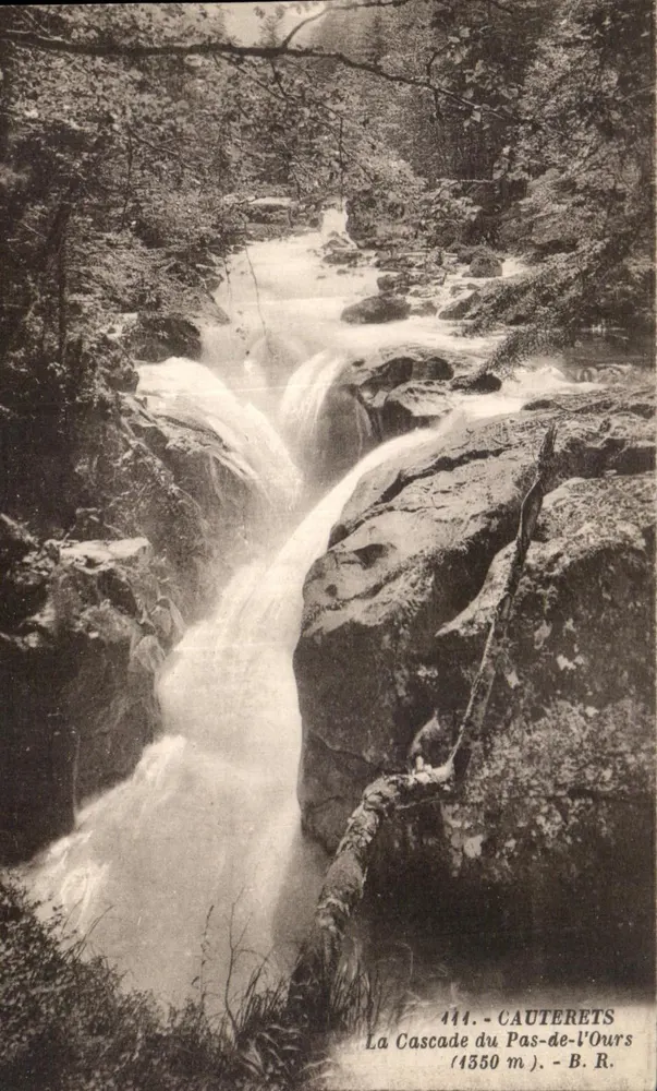 A Cascata do Pas-de-l'Ours — Cauterets (1450 m) — Bloc Frères, Bordeaux, n° 414 - Frente