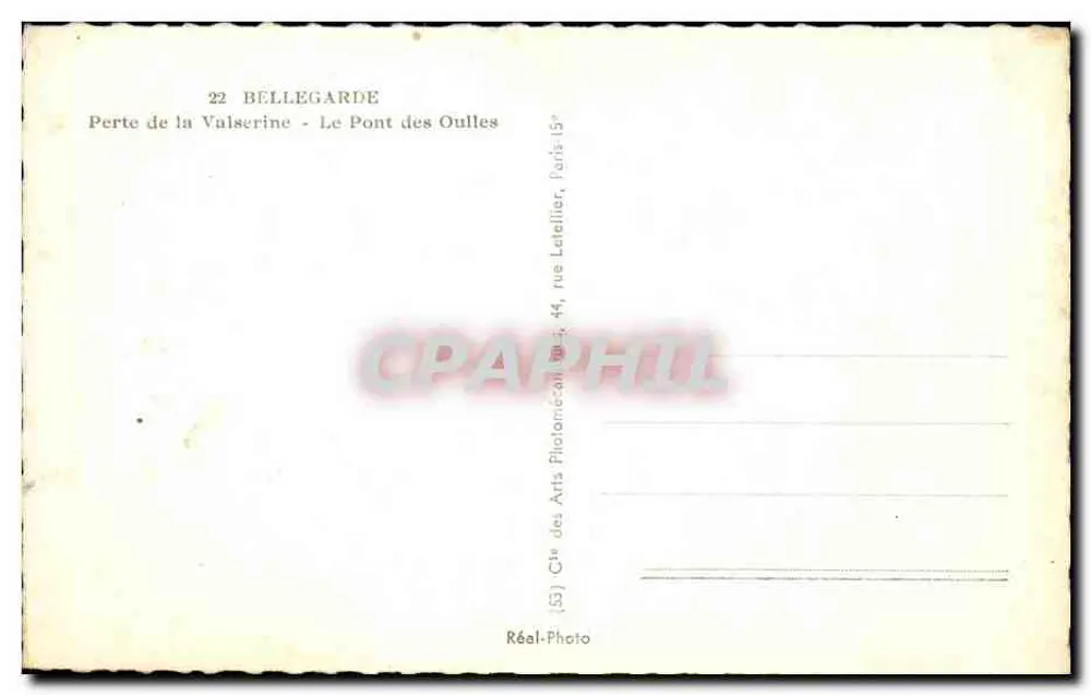 Verlust der Vulserine — Brücke der Oulles — Cie des Arts, Paris - Rückseite
