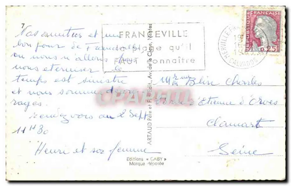 Franceville-Plage — vista panorâmica — Éditions Caby, n°7 - Verso
