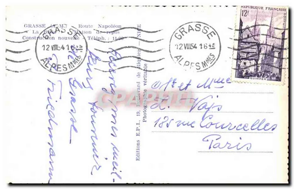 Casa de repouso em Grasse — Grasse (A.M.) — Edições E.P.L. - Verso