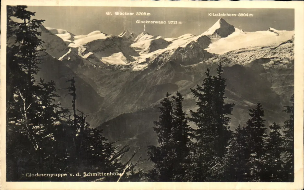 Glocknergroep vanaf de Schmittenhöhe — alpine uitzicht met gedefinieerde toppen — uitgegeven door Echte Photographie Nr 2618 - Voorkant
