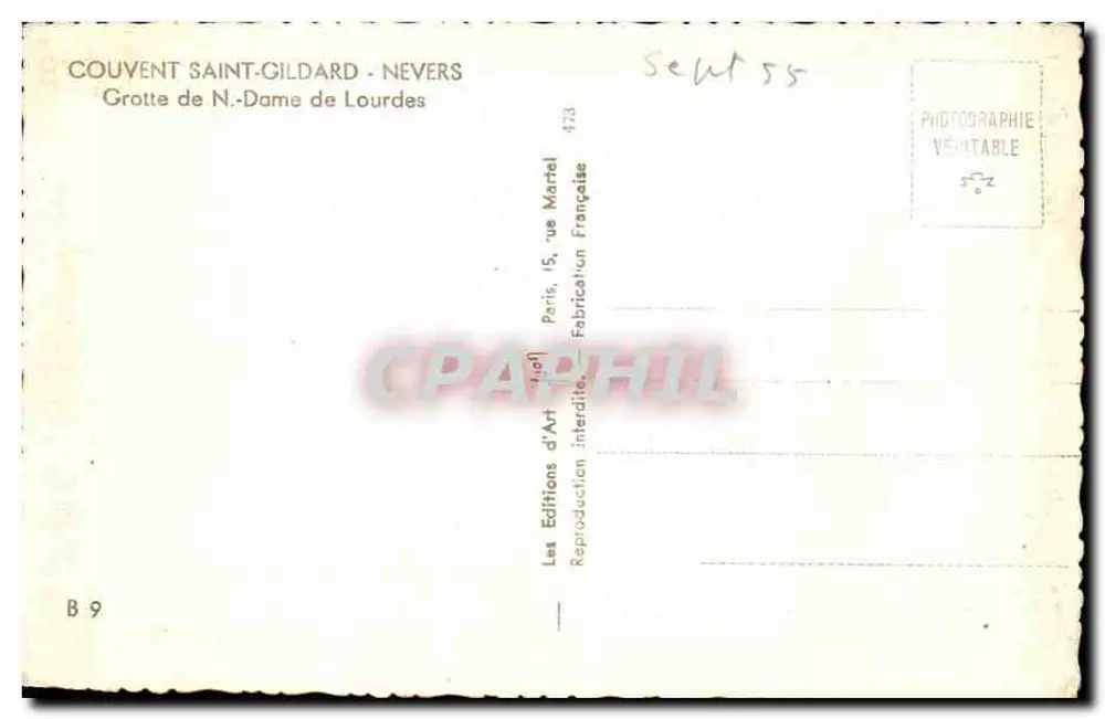 Grotte de Notre-Dame de Lourdes — Saint-Gildard, Nevers — Éditions d'Art - Rückseite