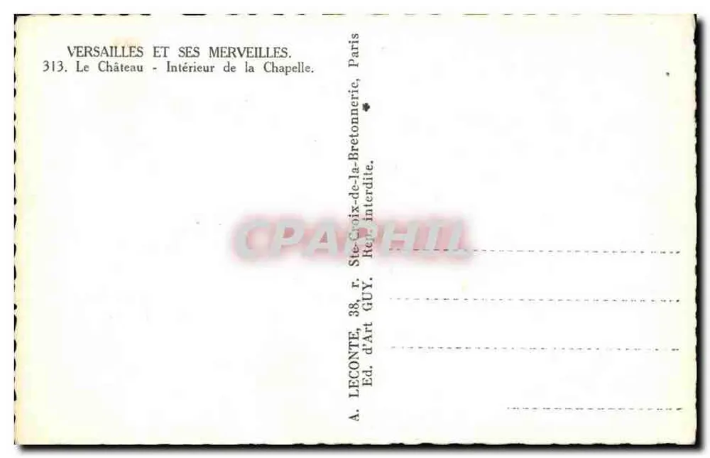 Versailles - Innenansicht der Kapelle — A. LECONTE, Ed. d'Art GUY, Paris - Rückseite