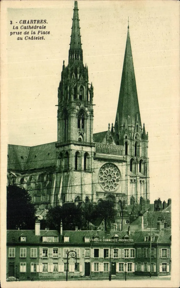 Chartres - Die Kathedrale von der Place au Châtelet — Fonds de Commerce-Propriétés - Vorderseite