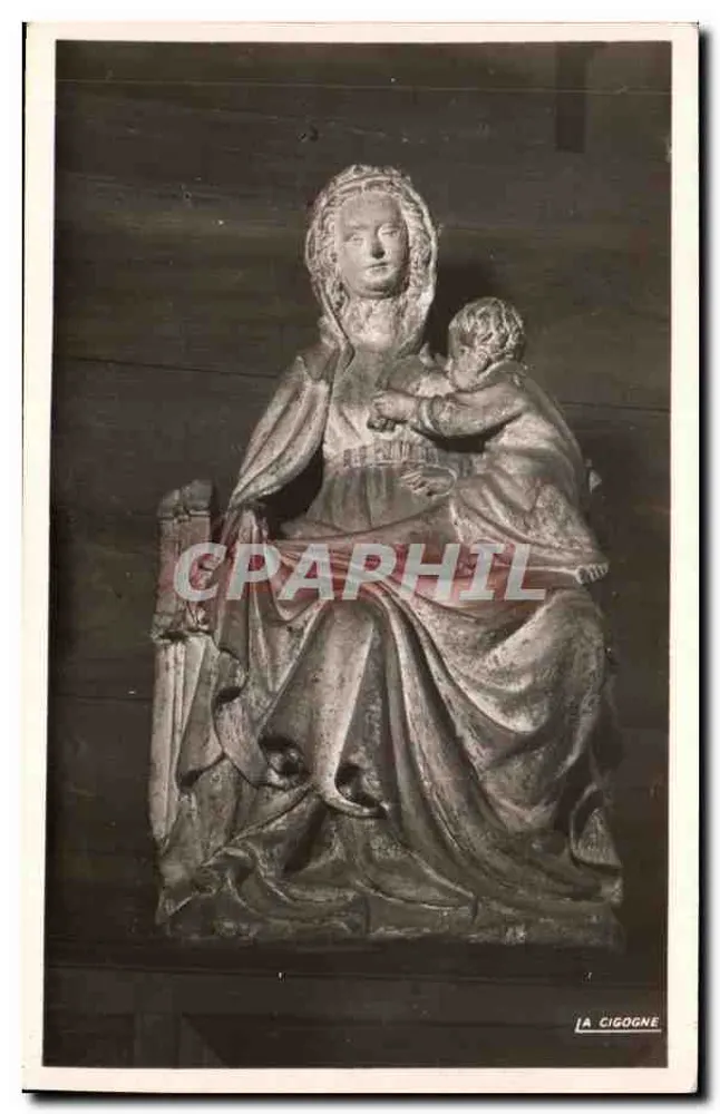 Steinfigur der Jungfrau aus dem frühen 15. Jahrhundert — Kirche Notre-Dame du Port, Clermont-Ferrand — Edition La Cigogne, Vichy - Vorderseite
