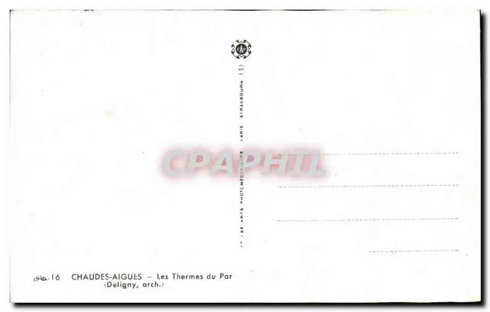 Chaudes-Aigues — Les Thermes du Par — Deligny, arch. - Verso