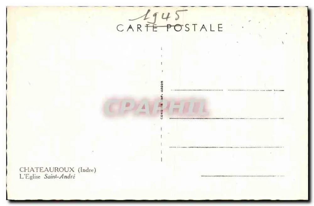 Châteauroux (Indre) — A Igreja de São André — Impressora JASON - Verso