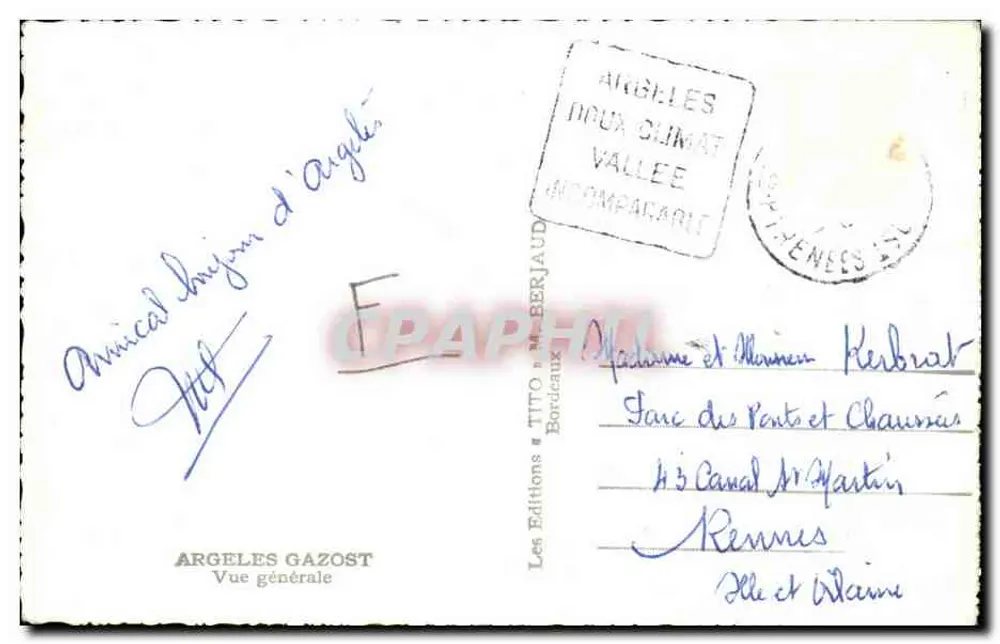 Argeles-Gazost — Vista geral — Les Éditions Tito, Bordeaux - Verso