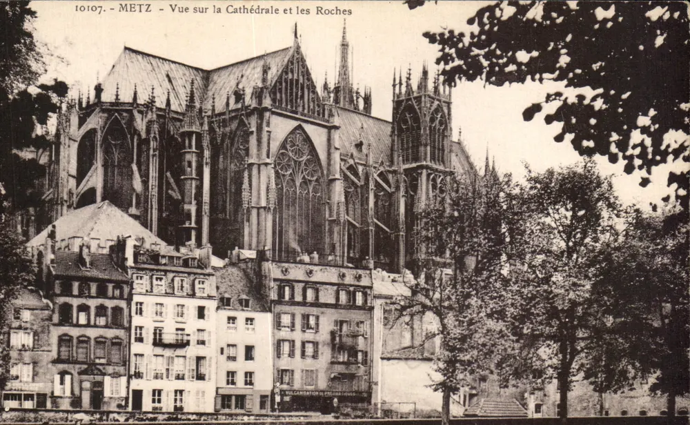 METZ - Ansicht der Kathedrale und der Felsen — Cartes La Cigogne, Straßburg - Vorderseite
