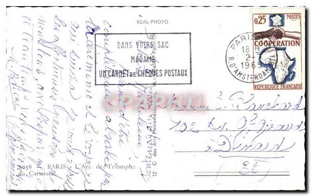 Paris - O Arco do Triunfo do Carrousel — editor REAL-PHOTO, n° 2056 - Verso