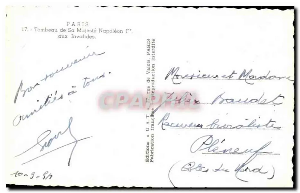 Grab Seiner Majestät Napoleon I. — bei den Invaliden — Éditions U.A.T. - Rückseite