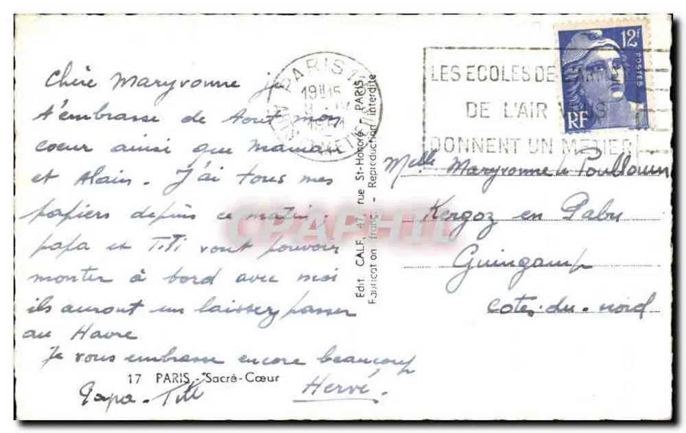 Święty Serce Montmartre — widok panoramiczny — wyd. CALF, 17 rue St-Honoré, Paryż - Rewers
