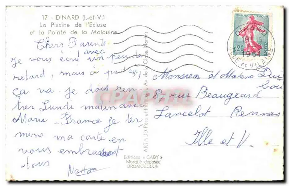 Dinard — La Piscine de l'Ecluse et la Pointe de la Malouine — Éditions Caby - Rückseite