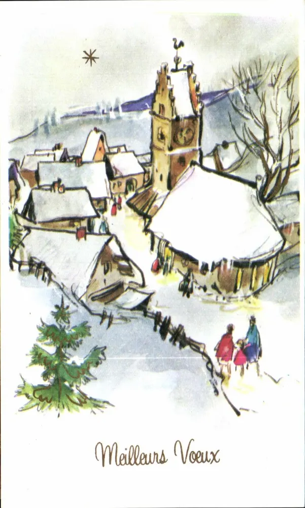 Schneeviertel mit Kirche — Gute Wünsche — Verlag nicht sichtbar - Vorderseite