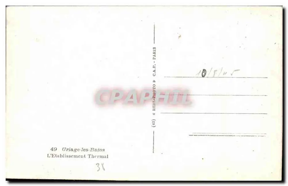 Uriage-les-Bains — A Estabelecimento Termal — C.A.P. Paris - Verso
