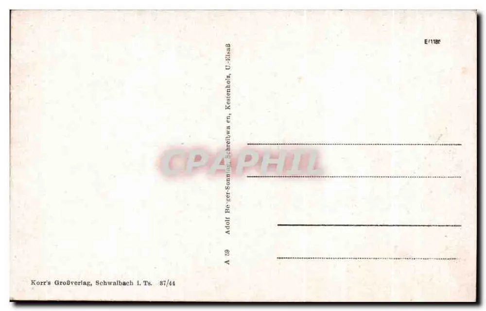 Kestenholz, U.-Els, Hexenturm (16. Jahrh.) — Verlag: Korr's Großverlag, Schwabach, n° 87/44 - Rückseite