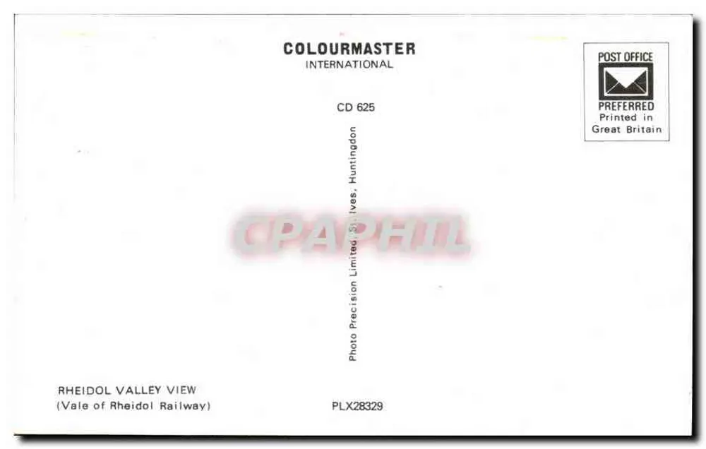 Rheidol Valley — Ansicht von der Schmalspurbahnlinie — Verlag Colourmaster International, Nr. CD 625 - Rückseite