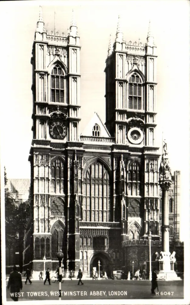 Westtürme, Westminster Abbey, London — H 6047 — Valentine & Sons, Ltd. - Vorderseite