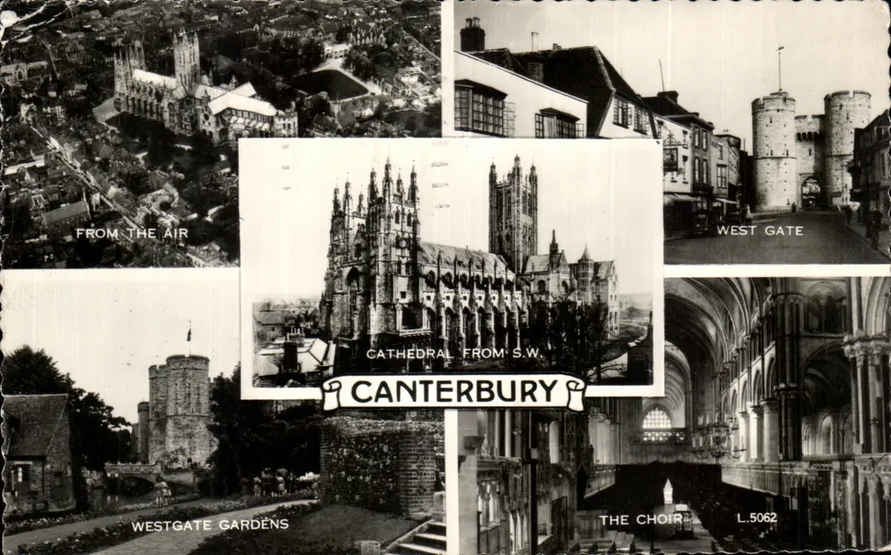 Canterbury — Catedral, West Gate, Westgate Gardens, o Coro — Valentine's Real Photo, n° L.5062 - Frente