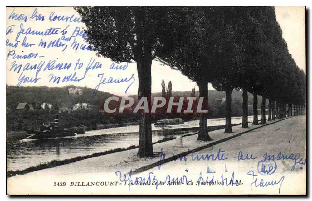 Billancourt — Las Orillas del Sena — Navegación — A.M. — n°3429 - Anverso