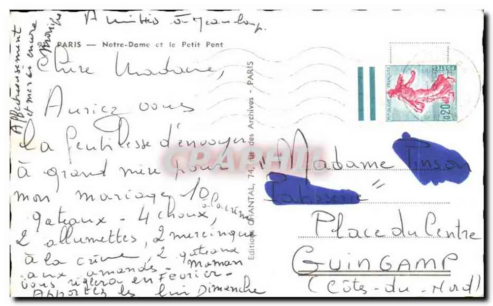 Notre-Dame de Paris — vista do Petit Pont — Édition Chantal - Verso