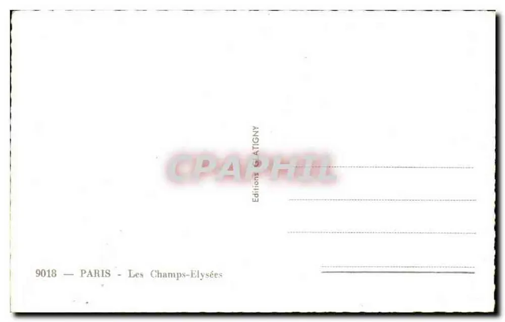 Paris — Os Campos-Élisées — Edições ATIGNY n°9018 - Verso