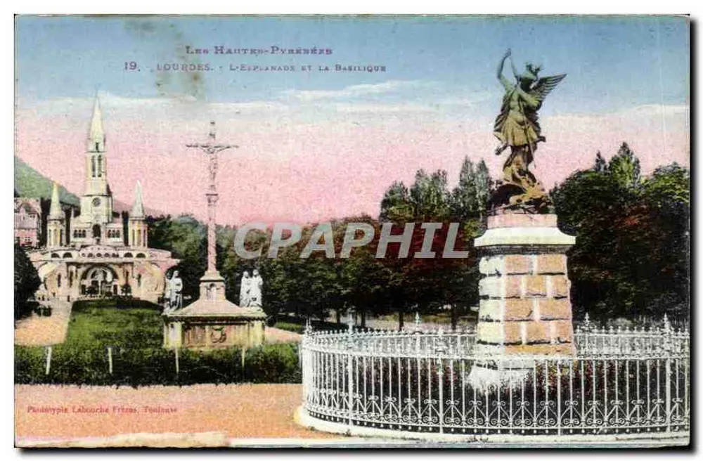 Lourdes - A Esplanada e a Basílica — Fototipia Labouche Frères, Toulouse - Frente