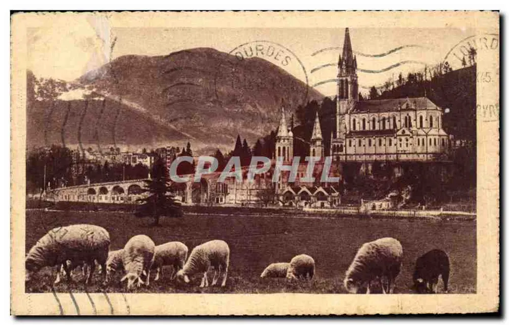 Lourdes — A Basílica e o Pic du Jer — Edição Doucet, Lourdes - Frente