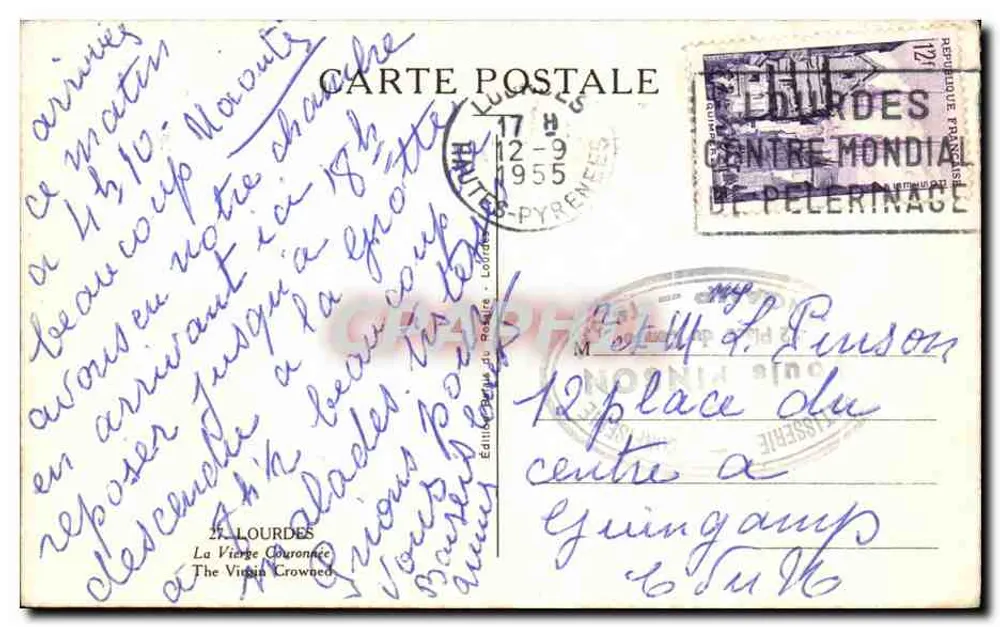 A Virgem Coroada — Lourdes — Editor: Edições do Centro do Pelerinagem - Verso