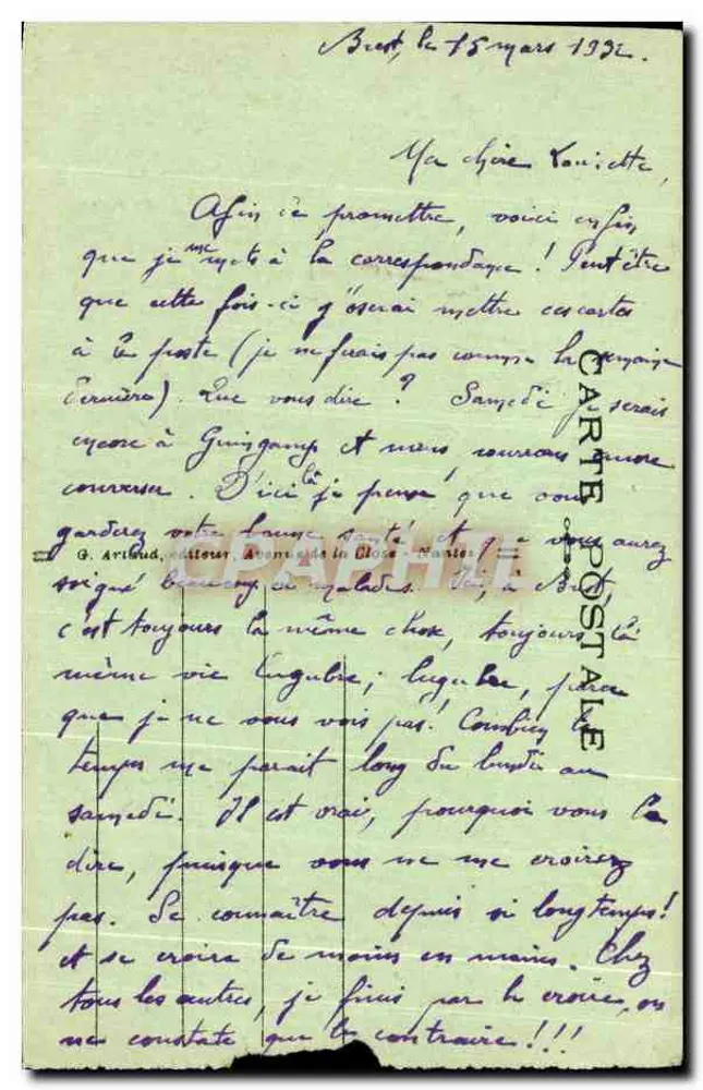 Trez-Hir — La Plage et le Fort Berthauume — G. Artibud, éditeur - Verso