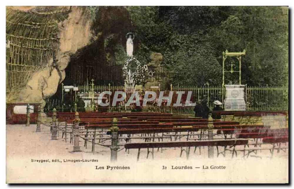 Lourdes — A Gruta — Sireygeol, édit., Limoges-Lourdes - Frente