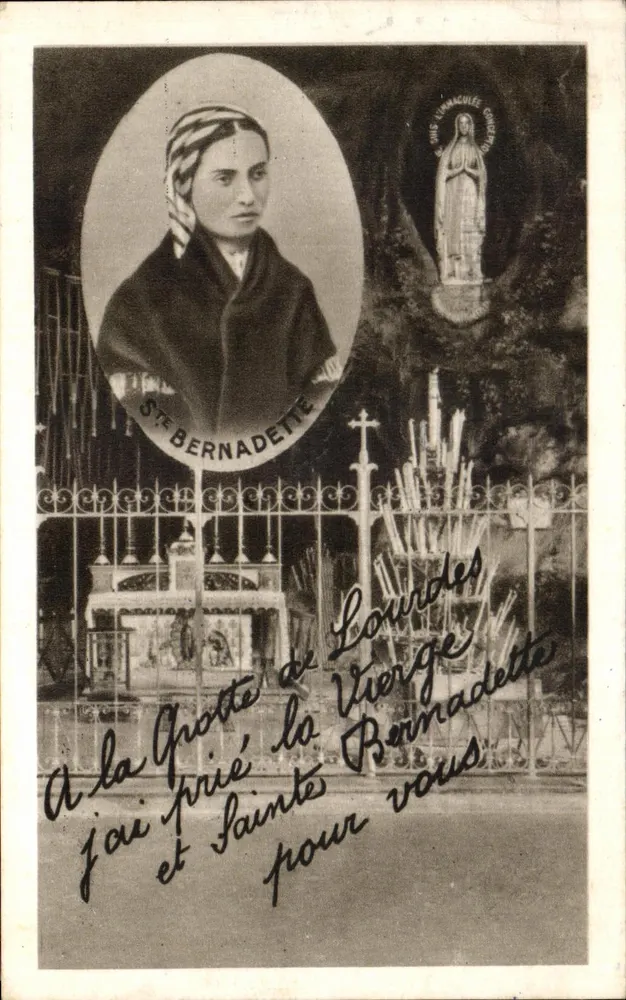 Die Grotte von Lourdes — Heilige Bernadette und die Jungfrau — Fotoausgabe Quinault - Vorderseite