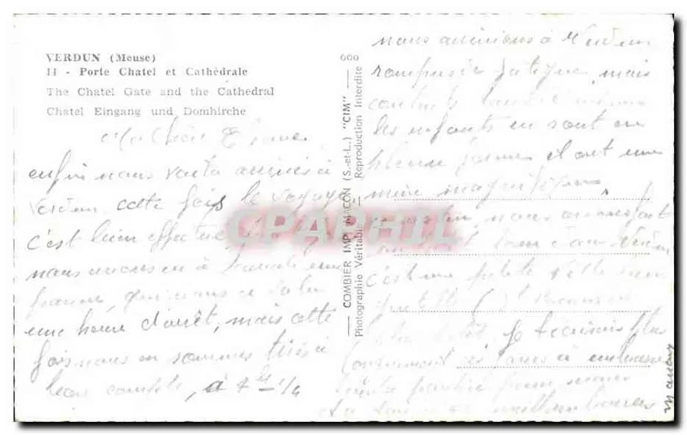 Verdun — Porta Chatel e Catedral — Cim - Verso