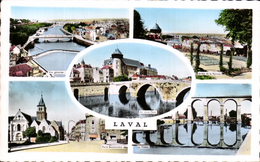 La Vallée — Vista geral, o velho Ponte, Porta Beucheressa, o Viaduto, Jardim da Perrine — Edições Caby, Nantes - Frente
