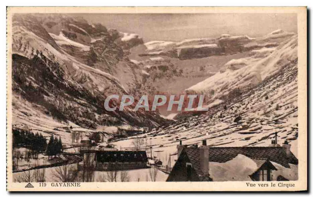 Gavarnie — Vista para o Circo — Del Arts Fotomecânica, Paris-Strasbourg - Frente
