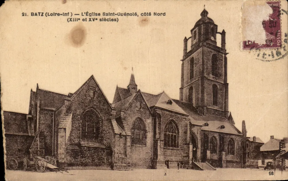 Batz (Loire-Inf) — Die Kirche Saint-Guénolé, Nordseite (XIII. und XV. Jahrhundert) — F. Chopeau, Verleger Nantes - Vorderseite