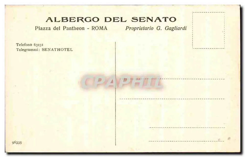 Piazza del Pantheon - Albergo del Senato - G. Gagliardi - Rückseite