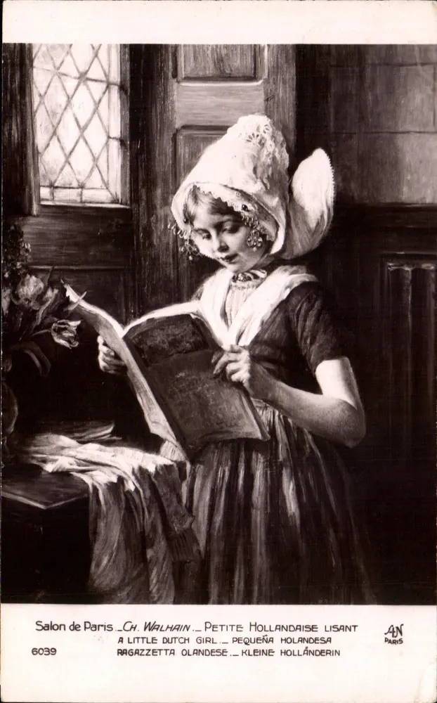Kleine Holländerin, die liest — Paris Salon — Ch. Walhain — n° 6039 - Vorderseite