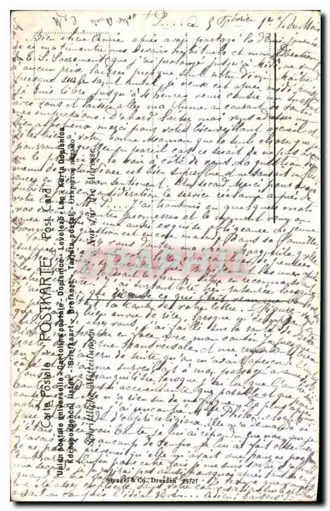 Retrato de uma jovem — Dresden — editor Kiessling, n° Mignon - Verso