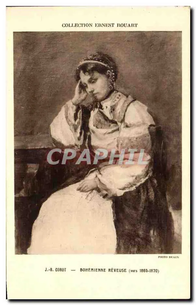 J.-B. Corot — Mulher boêmia sonhadora (cerca de 1865-1870) — Coleção Ernest Rouart, Photo Braun - Frente