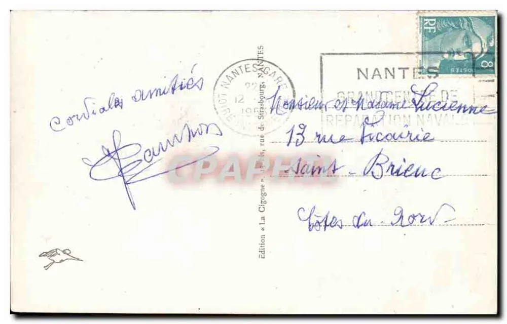 Nantes — Fassade der Kathedrale, Die Portale — Edition « La Cigogne » - Rückseite