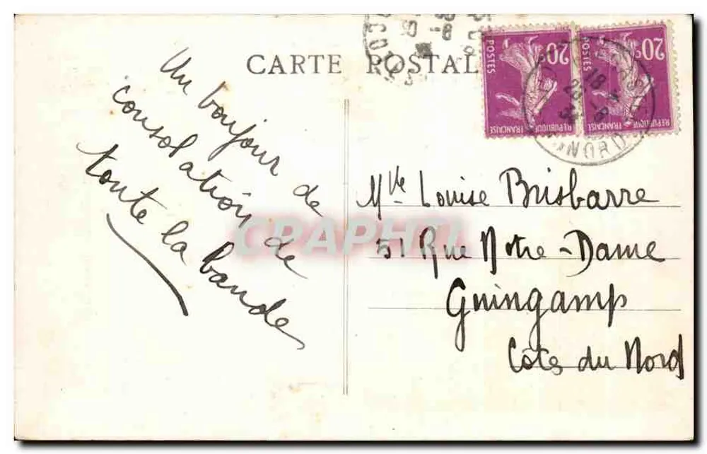 Ploumanach (C.-du-N.) — Castelo de Costaérès — Edição do Hotel Beau-Séjour, Trégastel - Verso