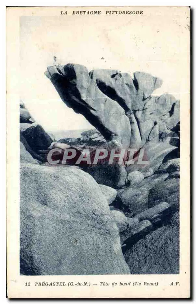 Trégastel (C.-du-N.) — Cabeça de boi (Ilha Renot) — A Bretanha pitoresca - Frente