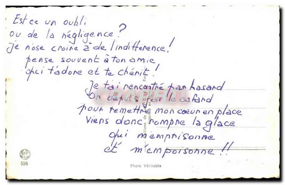 Due pesci innamorati — 1° APRILE — Foto Véritable, n°558 - Verso