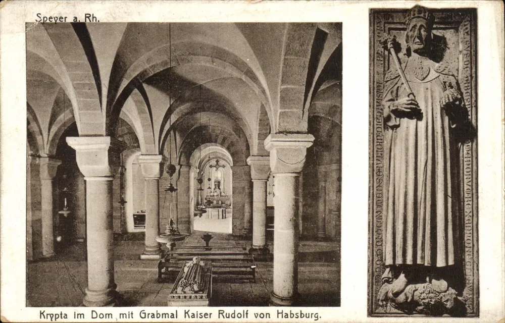 Speyer a. Rh. — Grabkapelle des Doms mit dem Grab des Kaisers Rudolf von Österreich — unbekannter Verleger - Vorderseite