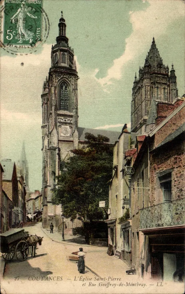Coutances — Ansicht der Kirche Saint-Pierre und der Straße Geoffroy-de-Montbray — LL - Vorderseite