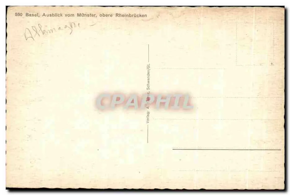 Basel — Ansicht von der Münster, obere Rheinbrücken — Verlag A. Meyer & Schwandt/ GL - Rückseite