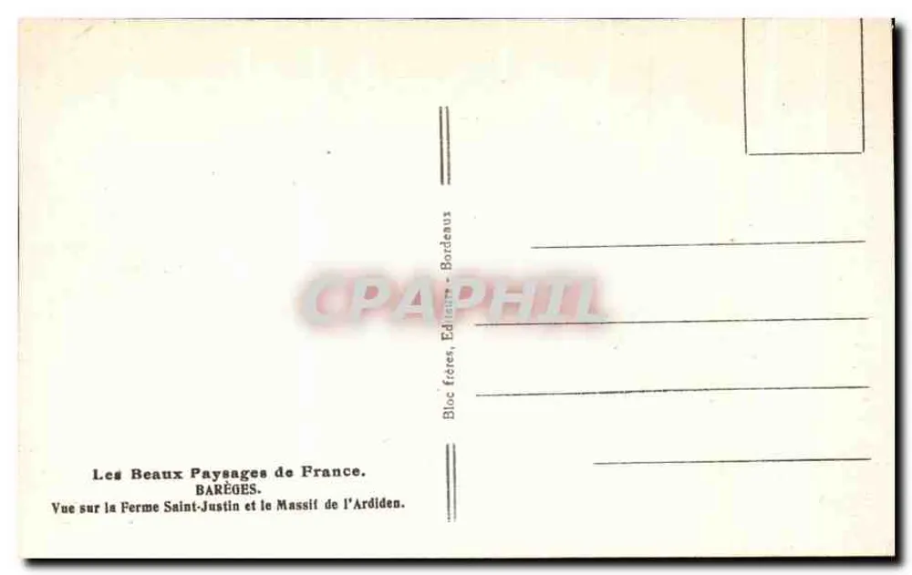 Ansicht der Ferme Saint-Justin und des Massivs Ardiden — Barèges — Verlag Bordeneus - Rückseite