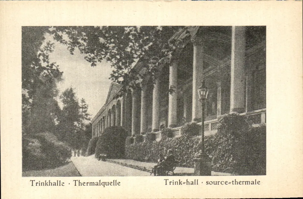 Trinkhalle · Thermalquelle — Trink-hall · source-thermale — Éditeur nicht sichtbar - Vorderseite